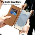Samsung Galaxy S26 Ultra Stilfuldt magnetisk flip-etui med RFID-kortpladser - brun