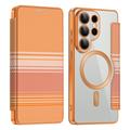 Samsung Galaxy S26 Ultra Stilfuldt magnetisk flip-etui med RFID-kortpladser - orange
