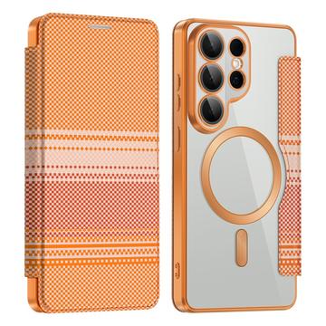 Samsung Galaxy S26 Ultra Stilfuldt magnetisk flip-etui med RFID-kortpladser - orange