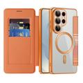 Samsung Galaxy S26 Ultra Stilfuldt magnetisk flip-etui med RFID-kortpladser - orange