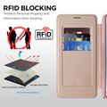Samsung Galaxy S26 Ultra Stilfuldt magnetisk flip-etui med RFID-kortpladser - lyserød