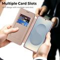 Samsung Galaxy S26 Ultra Stilfuldt magnetisk flip-etui med RFID-kortpladser - lyserød
