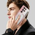 Samsung Galaxy S26 Ultra Stilfuldt magnetisk flip-etui med RFID-kortpladser - lyserød