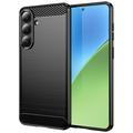 Samsung Galaxy S26+ Børstet TPU Cover - Karbonfiber - Sort