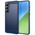Samsung Galaxy S26+ Børstet TPU Cover - Karbonfiber - blå
