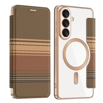 Samsung Galaxy S26+ Stilfuldt magnetisk flip-etui med RFID-kortpladser - brun