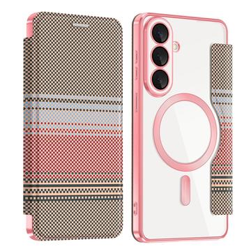 Samsung Galaxy S26+ Stilfuldt magnetisk flip-etui med RFID-kortpladser - lyserød