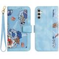 Samsung Galaxy S27+ Blomstret pung cover med plads til kort - babyblå