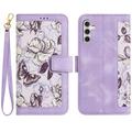 Samsung Galaxy S27+ Blomstret pung cover med kortholdere - lyslilla