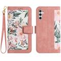 Samsung Galaxy S27+ Blomstret pung cover med kortholdere - lyserød