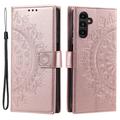 Samsung Galaxy S27+ Mandala Etui med Pung med håndledsrem - lyserød