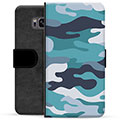 Samsung Galaxy S8 Premium Flip Cover med Pung - Blå Camouflage