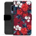 Samsung Galaxy S9+ Premium Flip Cover med Pung - Vintage Blomster
