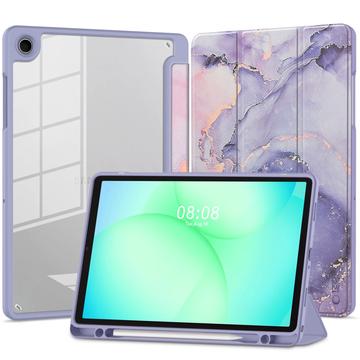 Samsung Galaxy Tab A11+/A9+ Tech-Protect SmartCase Pen Hybrid Tri-Fold Folio Etui - Violet Marmor