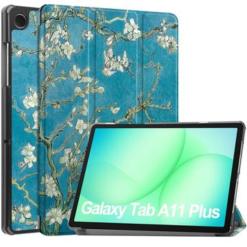 Samsung Galaxy Tab A11+ Tri-Fold Series Smart Folio-etui - Hvide blomster