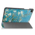 Samsung Galaxy Tab A9+ Tri-Fold Series Smart Folio Cover - Hvid Blomster