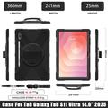 Samsung Galaxy Tab S11 Ultra Heavy Duty 360 Cover med Håndrem - Sort