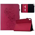 Samsung Galaxy Tab S12+ Butterfly Smart Folio-etui med kortlommer - Knaldlyserød