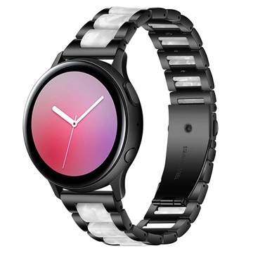 Samsung Galaxy Watch4/Watch4 Classic/Watch5/Watch6/Watch FE/Watch7 Rustfrit Stål Rem - Perle Grå / Sort