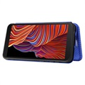 Samsung Galaxy Xcover 5 Flip Cover - Karbonfiber - Blå