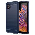 Samsung Galaxy Xcover6 Pro Børstet TPU Cover - Karbonfiber - Blå