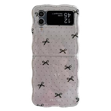 Samsung Galaxy Z Flip4 Stilfuldt TPU Cover med bølget kant - sorte buer