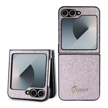 Samsung Galaxy Z Flip6/Z Flip7 FE Guess Glitter Flakes Metal Logo Hybrid Cover - Pink