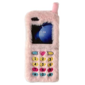 Samsung Galaxy Z Flip6/Z Flip7 FE Retro plys cover med broderede skivetaster - Pink