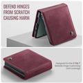 Samsung Galaxy Z Flip7 Caseme 033 Pung Etui med Kalvemønster og RFID-blokering - Rød