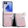 Samsung Galaxy Z Flip7 Dux Ducis Luvy cover med fingerring/håndrem - lyserød / sommerfugl