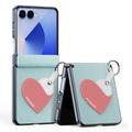 Samsung Galaxy Z Flip7 Dux Ducis Luvy cover med fingerring/håndrem - himmelblå / hjerte