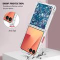 Samsung Galaxy Z Flip7 Glitter Quicksand TPU Cover - Blå hjerter
