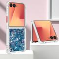 Samsung Galaxy Z Flip7 Glitter Quicksand TPU Cover - Blå hjerter