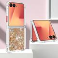 Samsung Galaxy Z Flip7 Glitter Quicksand TPU Cover - Guldhjerter
