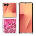 Samsung Galaxy Z Flip7 Glitter Quicksand TPU Cover - Lyserøde hjerter