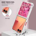 Samsung Galaxy Z Flip7 Glitter Quicksand TPU Cover - Lyserøde hjerter