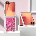 Samsung Galaxy Z Flip7 Glitter Quicksand TPU Cover - Lyserøde hjerter