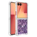 Samsung Galaxy Z Flip7 Glitter Quicksand TPU Cover - Lilla hjerter