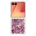 Samsung Galaxy Z Flip7 Glitter Quicksand TPU Cover - Rosaguld hjerter