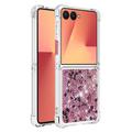Samsung Galaxy Z Flip7 Glitter Quicksand TPU Cover - Rosaguld hjerter