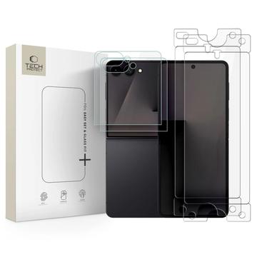 Samsung Galaxy Z Flip7/Z Flip8 Tech-Protect Easy Set 4-i-1 beskyttelsessæt - gennemsigtigt