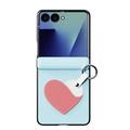 Samsung Galaxy Z Flip8 Dux Ducis Luvy cover med fingerring/håndrem - himmelblå / hjerte