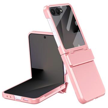 Samsung Galaxy Z Flip8 Plastikcover med ydre hærdet glasskærmbeskytter - Pink