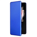 Samsung Galaxy Z Fold3 5G Flip Cover - Karbonfiber - Blå