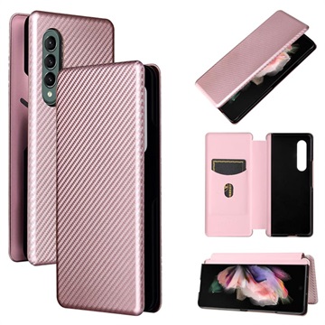 Samsung Galaxy Z Fold3 5G Flip Cover - Karbonfiber - Rødguld