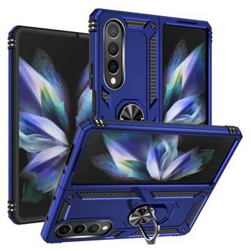 Samsung Galaxy Z Fold4 Hybrid Cover med Metal Stativ - Blå