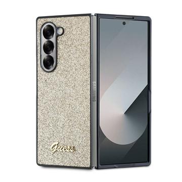 Samsung Galaxy Z Fold6 Guess Glitter Flakes Metal Logo Hybrid Cover - Guld