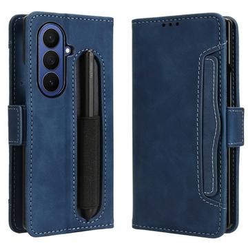 Samsung Galaxy Z Fold7 Kortholder Pung Etui med Penholder - Blå