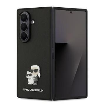 Samsung Galaxy Z Fold7 Karl Lagerfeld Saffiano Metal Karl and Choupette Cover - Sort