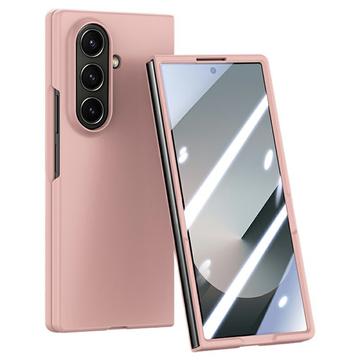 Samsung Galaxy Z Fold7 Plastikcover med ydre hærdet glasskærmbeskytter - Pink